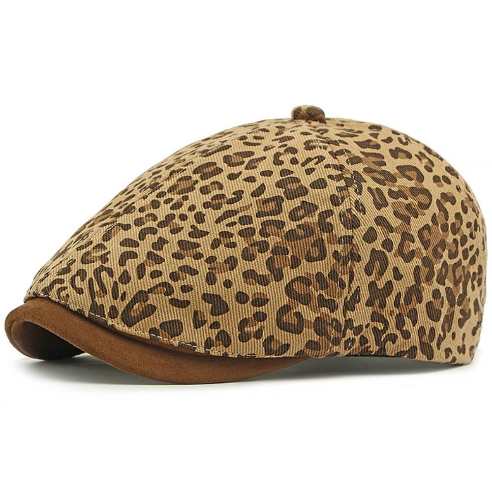

HT4838 Berets Spring Autumn Men Women Cap Vintage Leopard Artist Painter Beret Hat Male Female Ivy Flat Cap Adjustable Beret Cap 55-59cm Adjustable