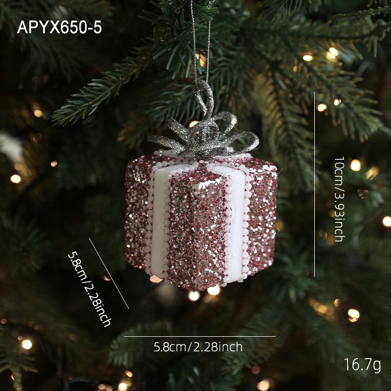 New pink foam Christmas ball pendant shiny glitter Diamond Powder Christmas Tree Hanging Ball Decor Navidad Decor 2025