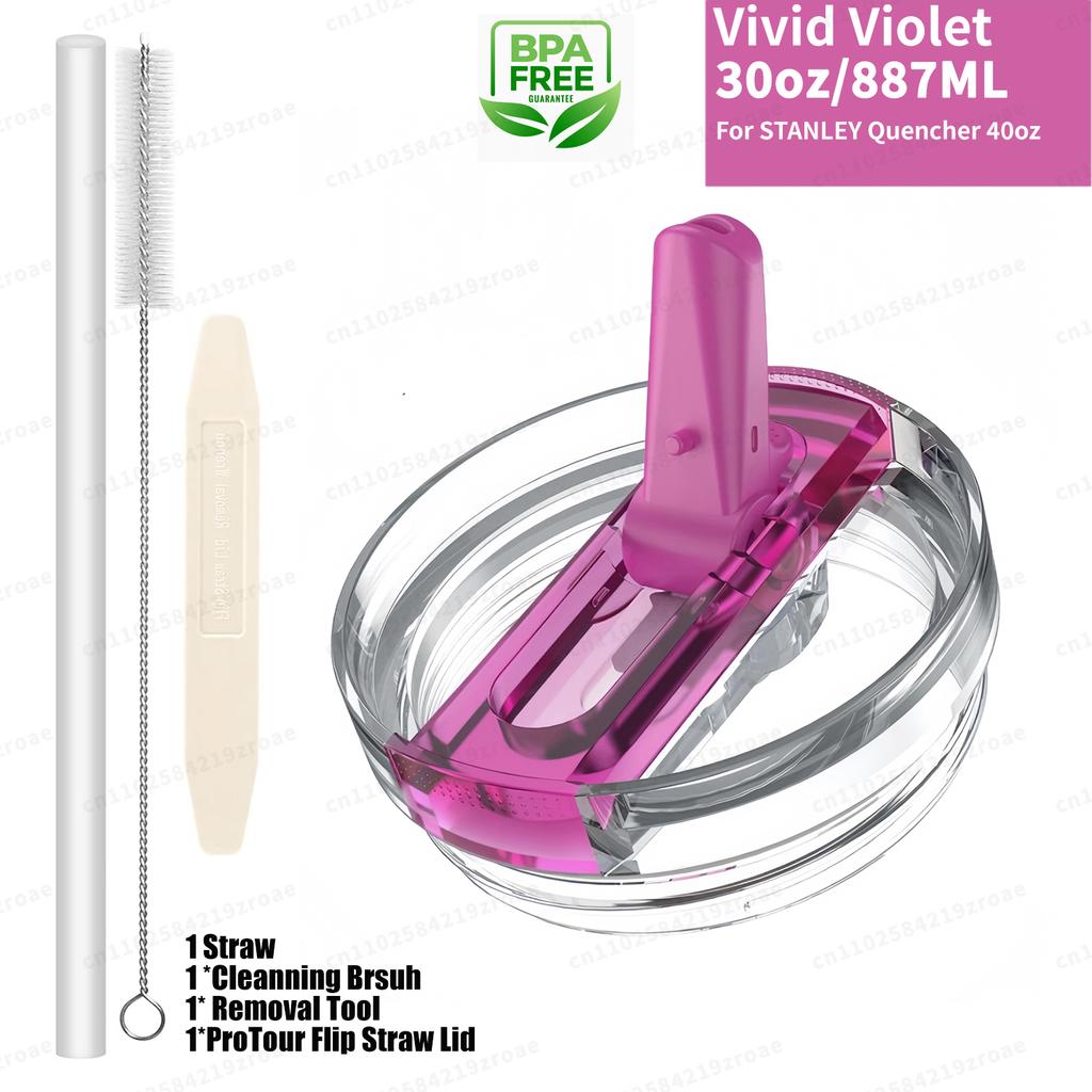 30oz Flip Straw Lid for Stanley Quencher H2.0 Tumbler Leak Proof Lid Replacement No Spill Cover for Stanley Cup Accessories