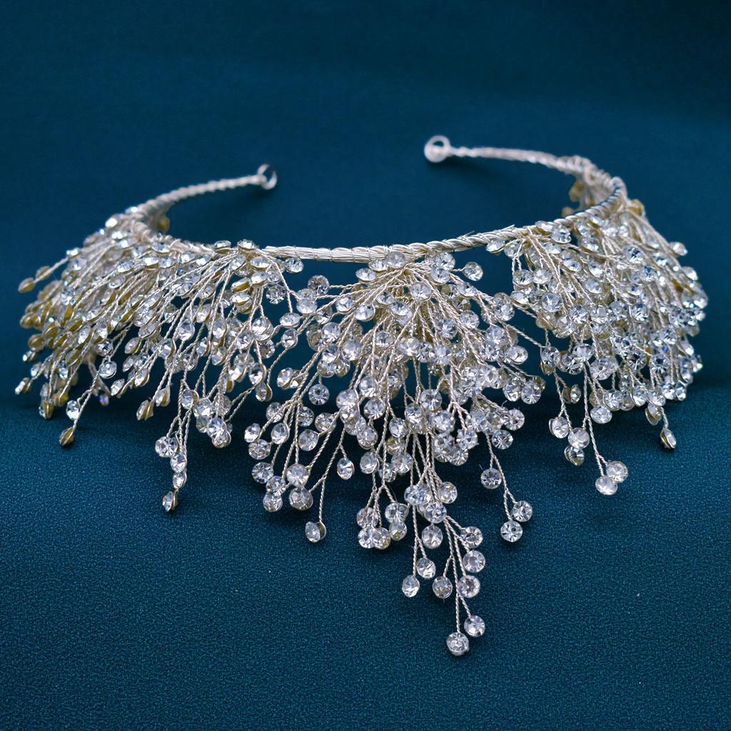 Brautkrone, Verschlüsselte Strass Handgefertigte Krone, Stirnband für Hochzeitskleid, Haarschmuck, Hochzeitsaccessoires A341