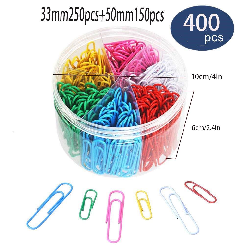 Colorful Large Paperclips & Binder Clips: Nickel-Plated Silver Office Stationery for Bookmarks and Test Papers.