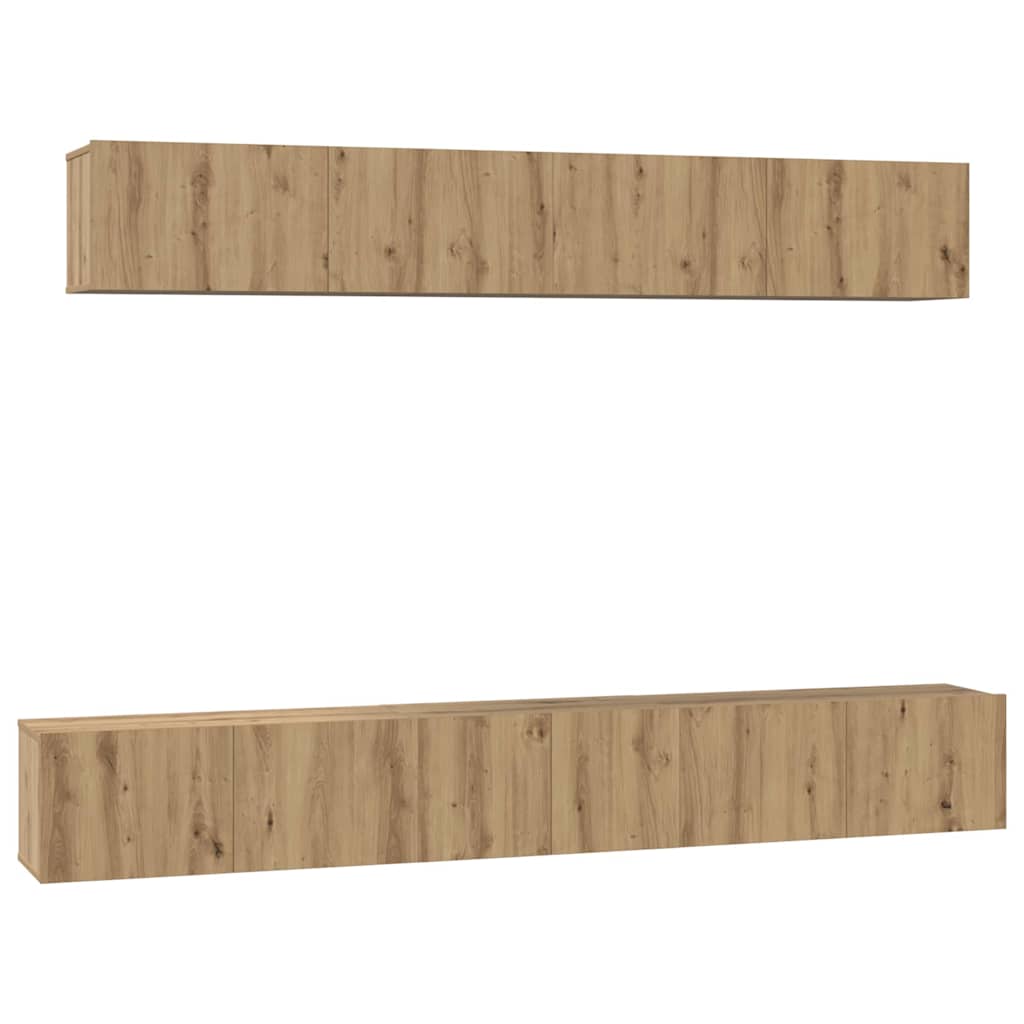 Wall Mounted TV Cabinet Set 5 pcs Artisan Oak Wood Based Material