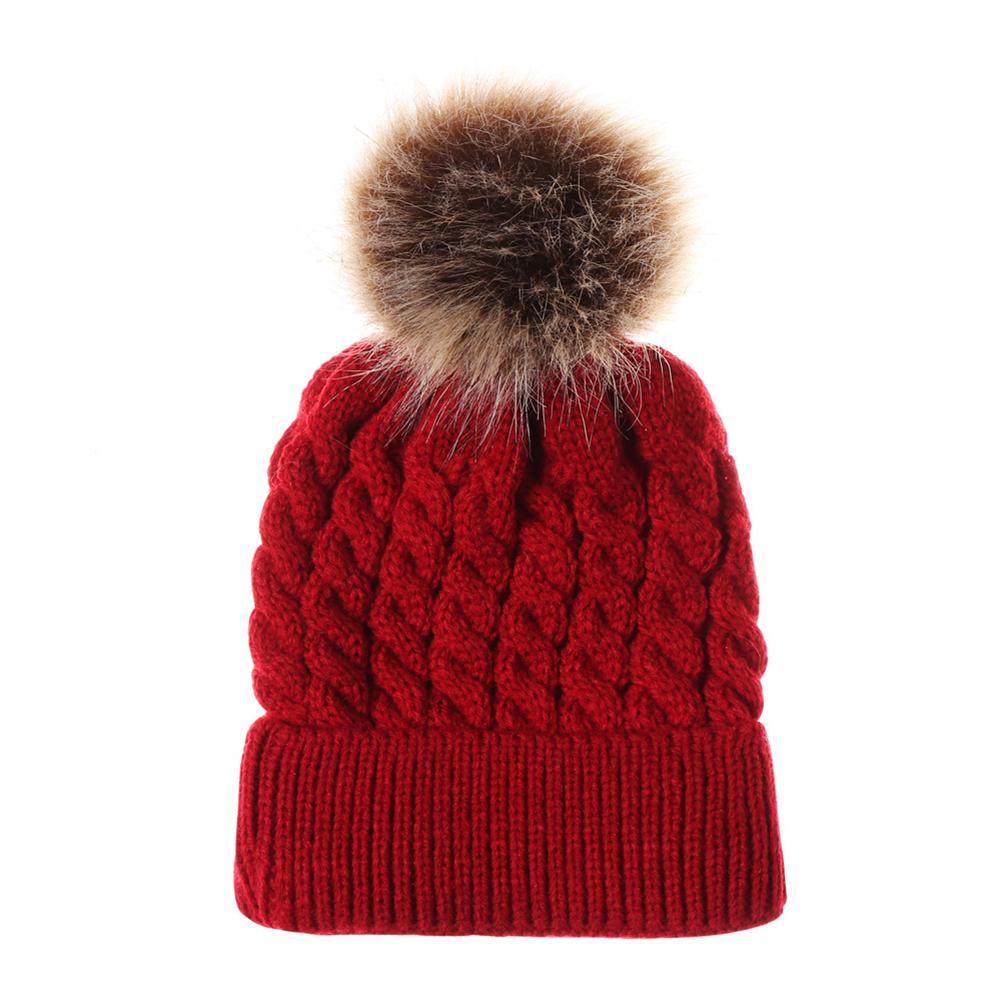 Infant  Winter Warm Knit Crochet Caps Hair Ball Beanie Hat for Winter Autumn