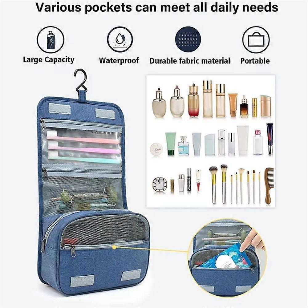 Hanging toiletry bag Foldable toiletry bag Waterproof + 3 compartments Lightweight travel organizer