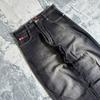 Southpole Y2K Streetwear Pantaloni di Jeans a Gamba Larga Uomo Donna Nero Grigio Lavato Vestibilità Larga Vita Media Taglio Dritto