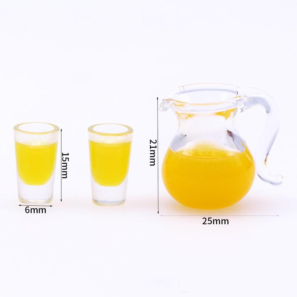 Miniatur-Lebensmittel-Spielset: Glas Milch- & Orangensaftbehälter für Puppenhausszene