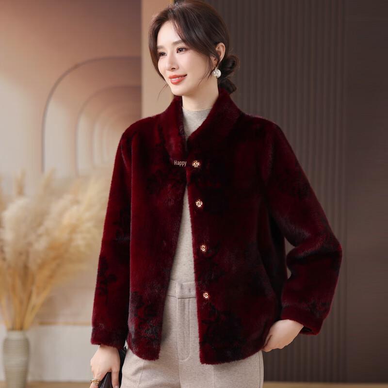 Elegant Faux Mink Velvet Autumn/Winter Coat for Middle-Aged Women