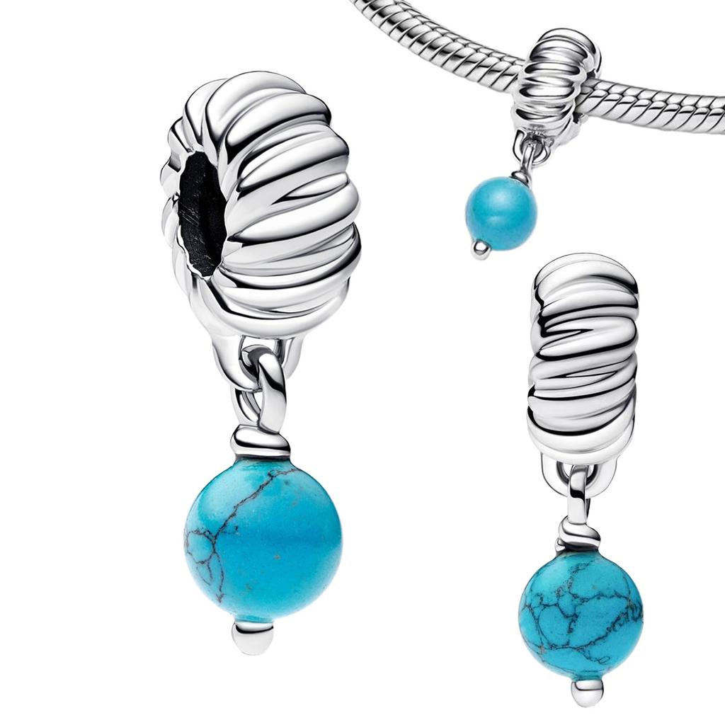 New copper Plated Blue Sea Beaded Charm Bead Charms Pendant Compatible With for The Do It Yourself Bracelets Women Jewellery Girlfriend Gifts