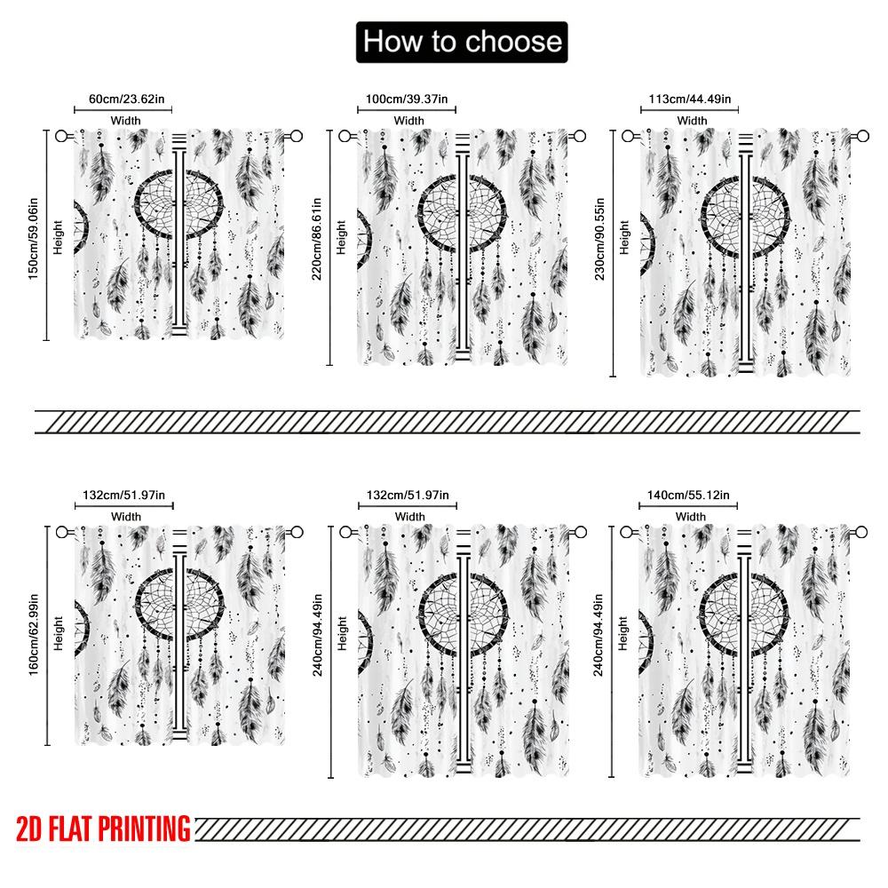 2pcs,2D Plane Printing Light Filtering Curtains Dreamcatcher Art Durable 100% Polyester Fabric (without Rod) Decorations Outdoor