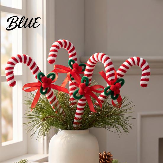 Decorative Candy Cane Festive Decor White Green Pick Red Props Christmas Plush Stem Branch