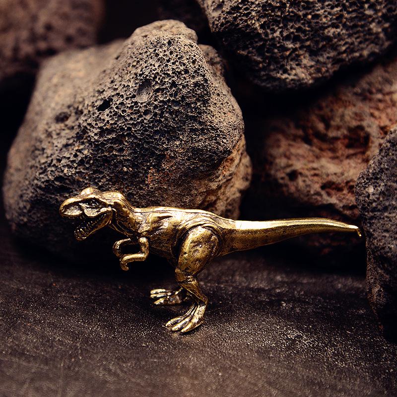 Jurský Tyranosaurus Dinosaurus Masivní Mosaz Malá Ozdoba Zvířecí Soška Simulované Figurky Tyranosaura Rexe Ruční práce Dárky