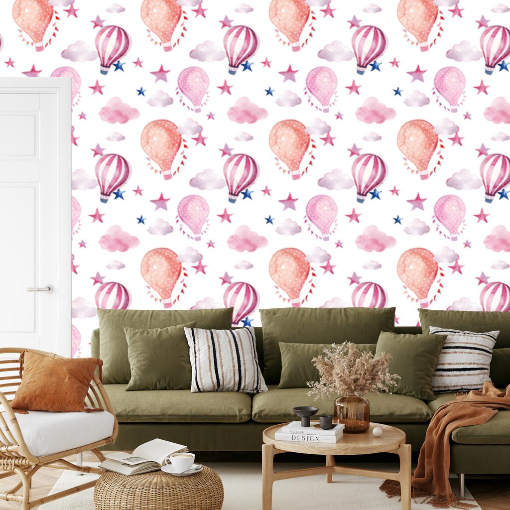Balloons Stars and Clouds Wallpaper for Living Room and Bedroom 50x1000