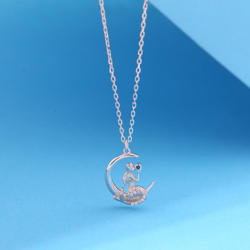 Mondlicht Meerjungfrau Halskette für Frauen Leichter Luxus Mode High-End Mond Schlüsselbeinkette Koreanisches Nischendesign