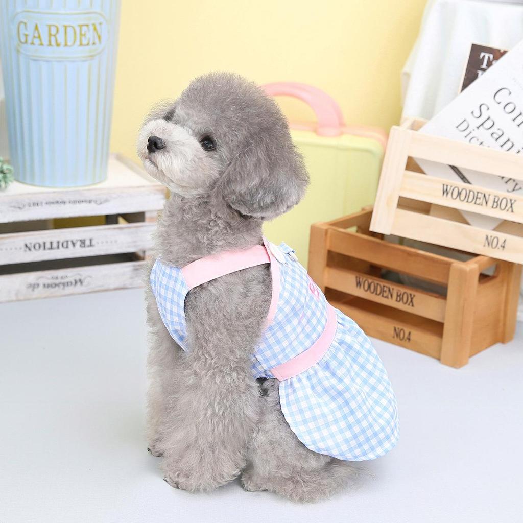 Spring and Summer Dog Skirt Pet Clothes Manufacturers Wholesale Teddy Schnauzer Small Dog Clothes Plaid Skirt Dog Clothes