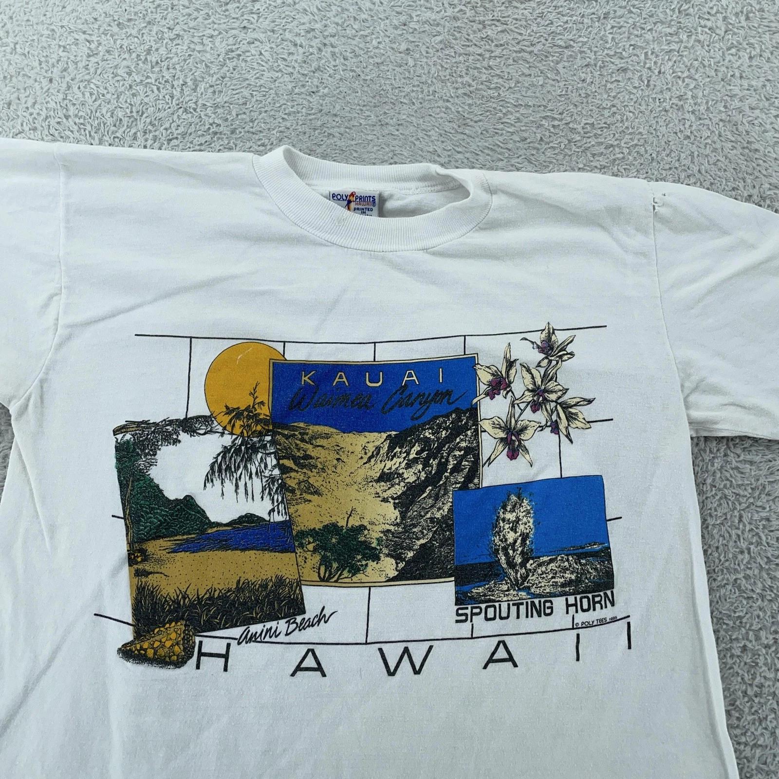 

Vintage 80s Kauai Hawaii Waimea Canyon Spouting Horn T Shirt Mens FITS M White S