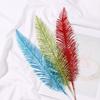 Decor Glitter Ornament Feather Leaf Glittery Artificial Plant Christmas Tree Flowers Feather Leaf