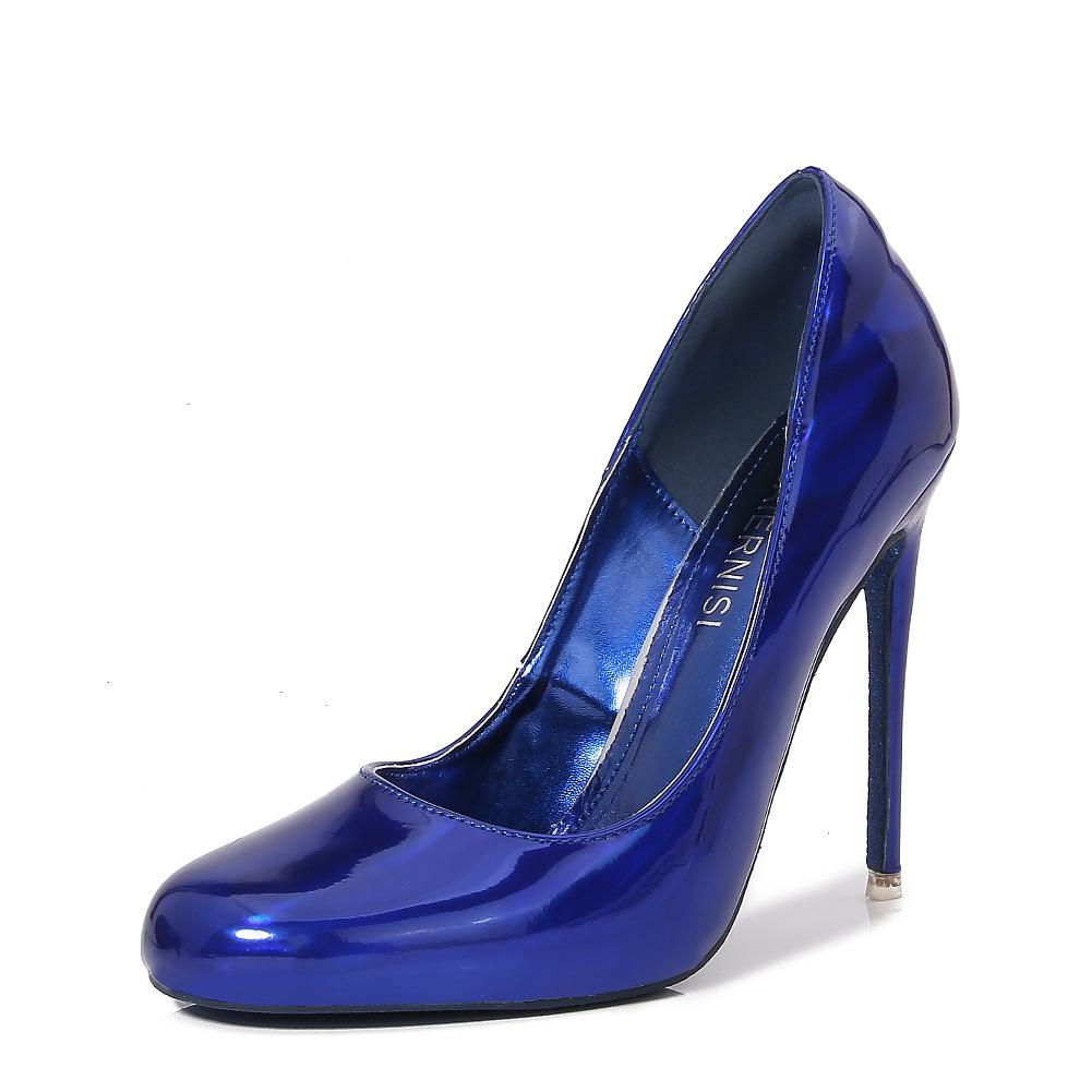12cm Moda Europea Pelle Verniciata Rossa Punta Tonda Tacchi Sottili a Spillo Taglia Grande Scarpe da Donna Eleganti Per Pole Dance e Spettacolo da Palcoscenico WZ-091-2