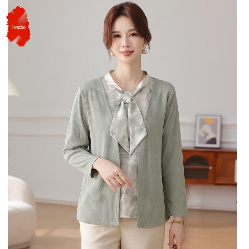 

Женский вязаный топ с длинными рукавами и V-образным вырезом, имитирующий двойку 2XL