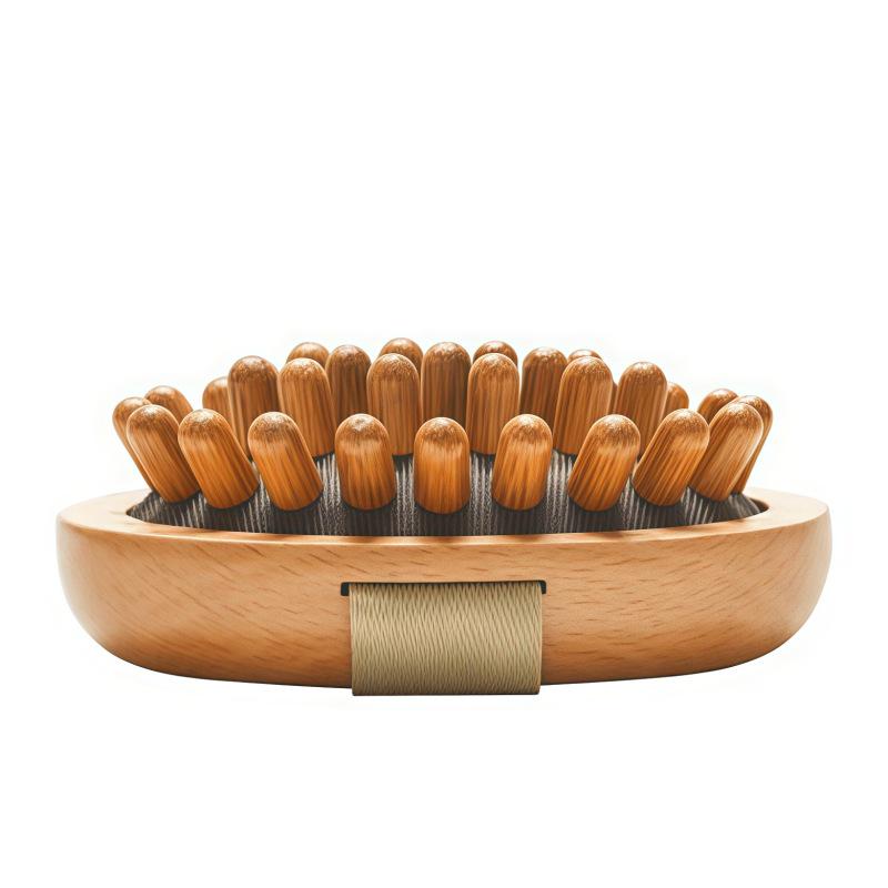 Solid Wood Abdominal Massage Brush for Belly and Meridian Relief