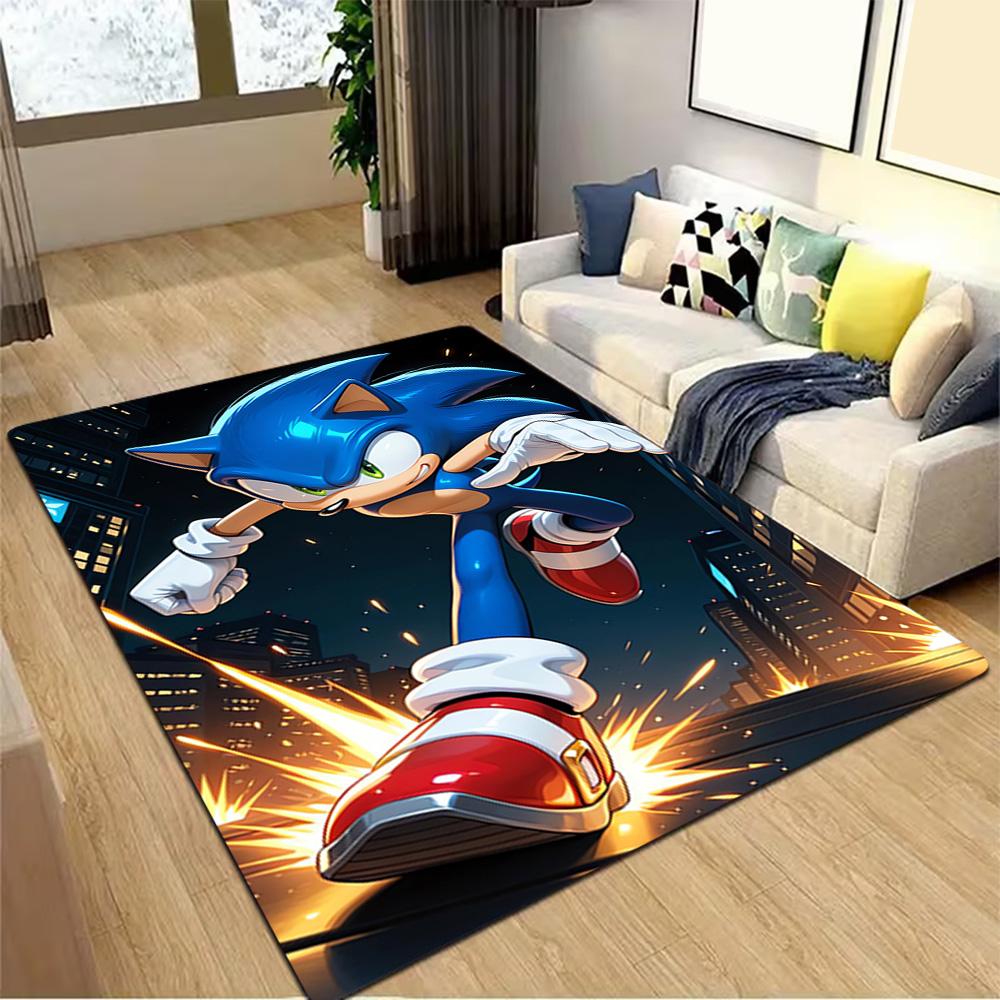 Sonic The Hedgehog Poster Decoration,Carpet,Living Room,Bedroom, Non-slip,Square rug