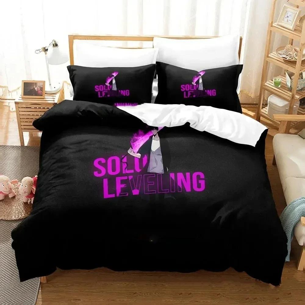 3D Print Fashion Anime SSolo Leveling Bedding Set Boys Girls Twin Queen King Size Duvet Cover Pillowcase Bed Boys Adult Bedroom