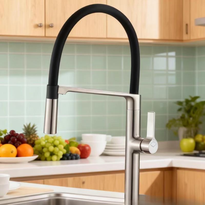 TLXT Wall-Mounted Brass Kitchen Faucet with Universal Swivel