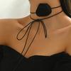 Accessories, Black and White Red Flower Necklace, Rose Choker Neckband Necklace, Women's Neck Collar