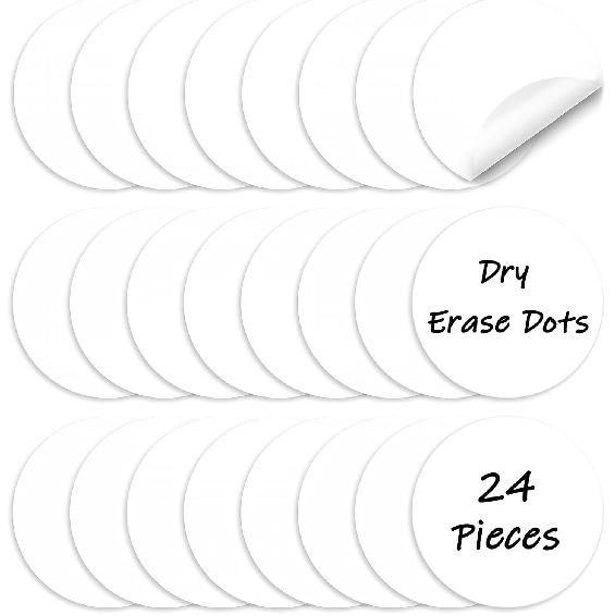 24 Pack White Dry Erase Dots Circles,11 Inch Removable Dry Erase Wall Stickers Spots Set,White Circles Whiteboard Marker for белый