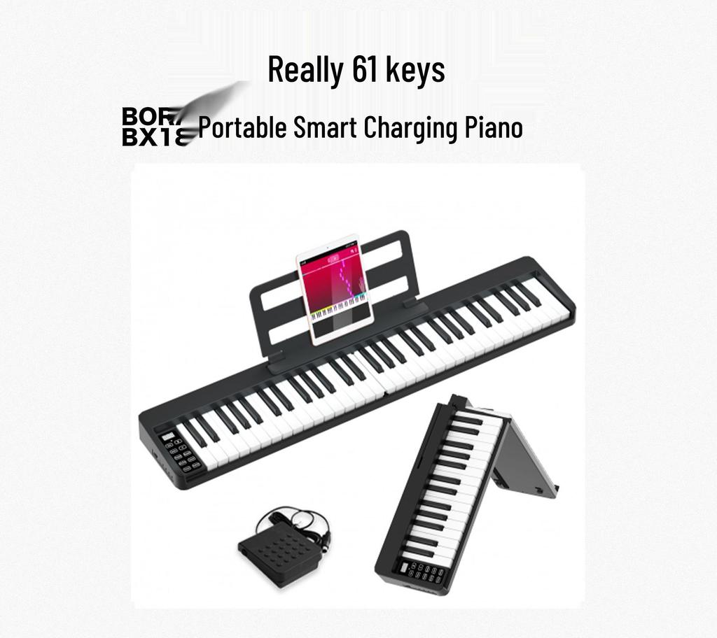 Portable 61-Key Foldable Electronic Piano Keyboard for Beginners and Adults