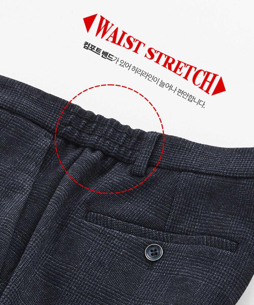 STCO Comfort Glen Check Slacks Navy (Tapered Fit)_Sepva01Tcn