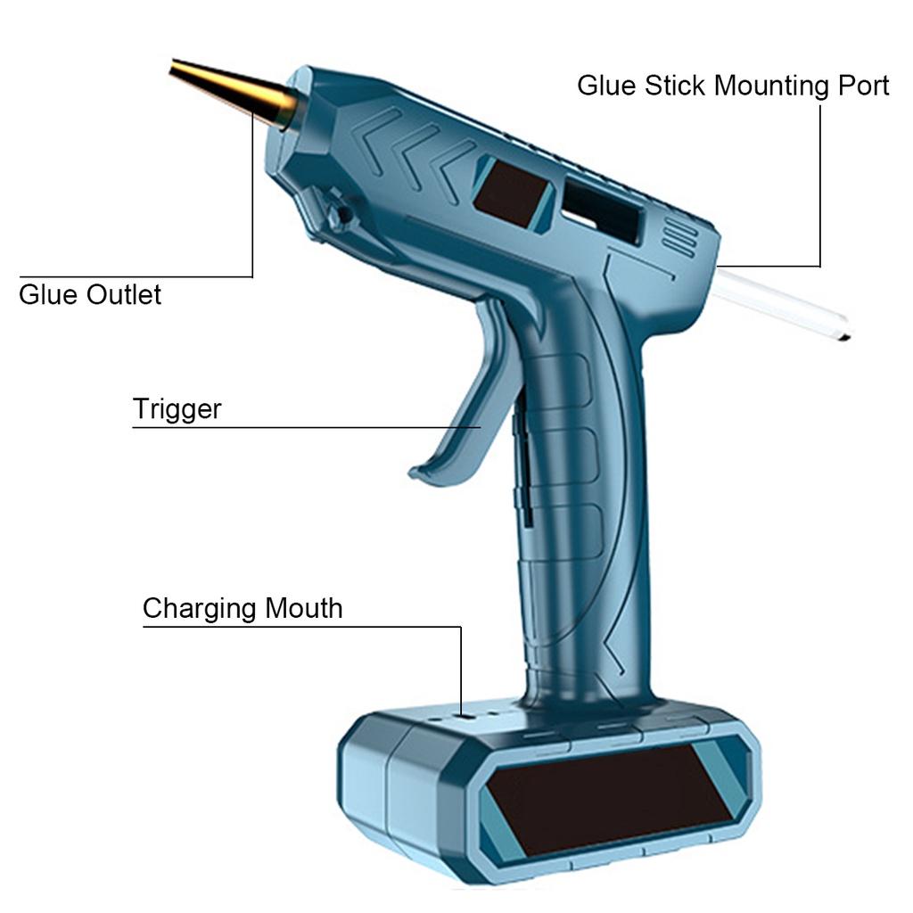 5400MAh Cordless Hot Melt Glue Guns With 100/50/20pc Glue Sticks Copper Nozzle Rechargeable Hot Glue Guns DIY Craft Repair Tool USB 80W