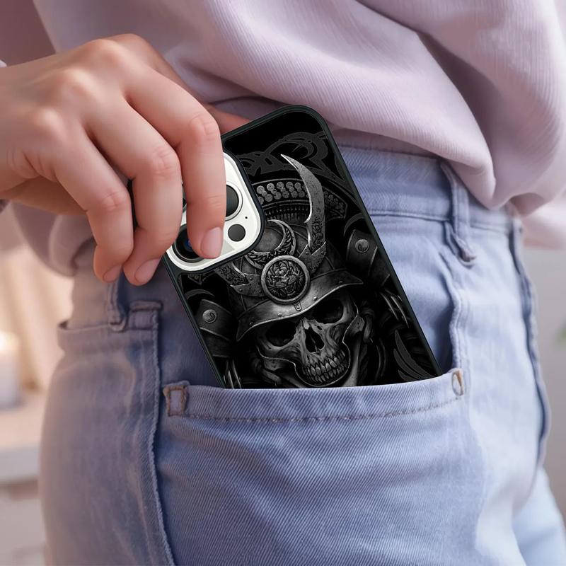 Samurai Japanese Warrior Mask Helmet Phone Case For iPhone 17 Air 15 16e 14 13 Pro Max Coque 12 11 Pro Max PLUS Cover