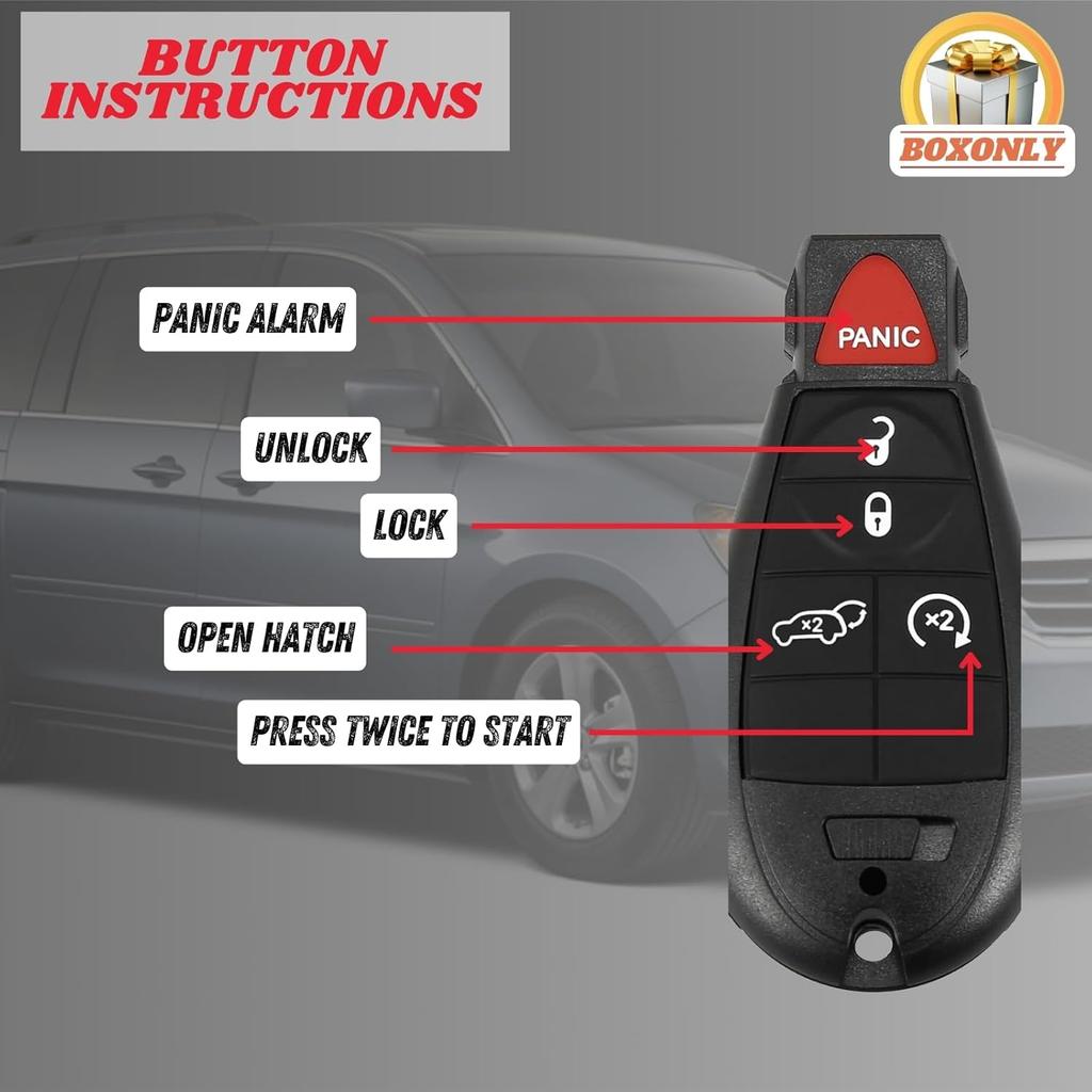 Replacement Keyless Entry Remote Car Key Fob GQ4-53T 433MHz for Jeep Cherokee 4+1 Button Semi-Smart Key Fob, Electronic 46 Chip, Compatible with Jeep