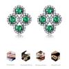 Nano Emerald Flower Earring 925 Sterling Silver Flower Green Zircon Stud Earrings
