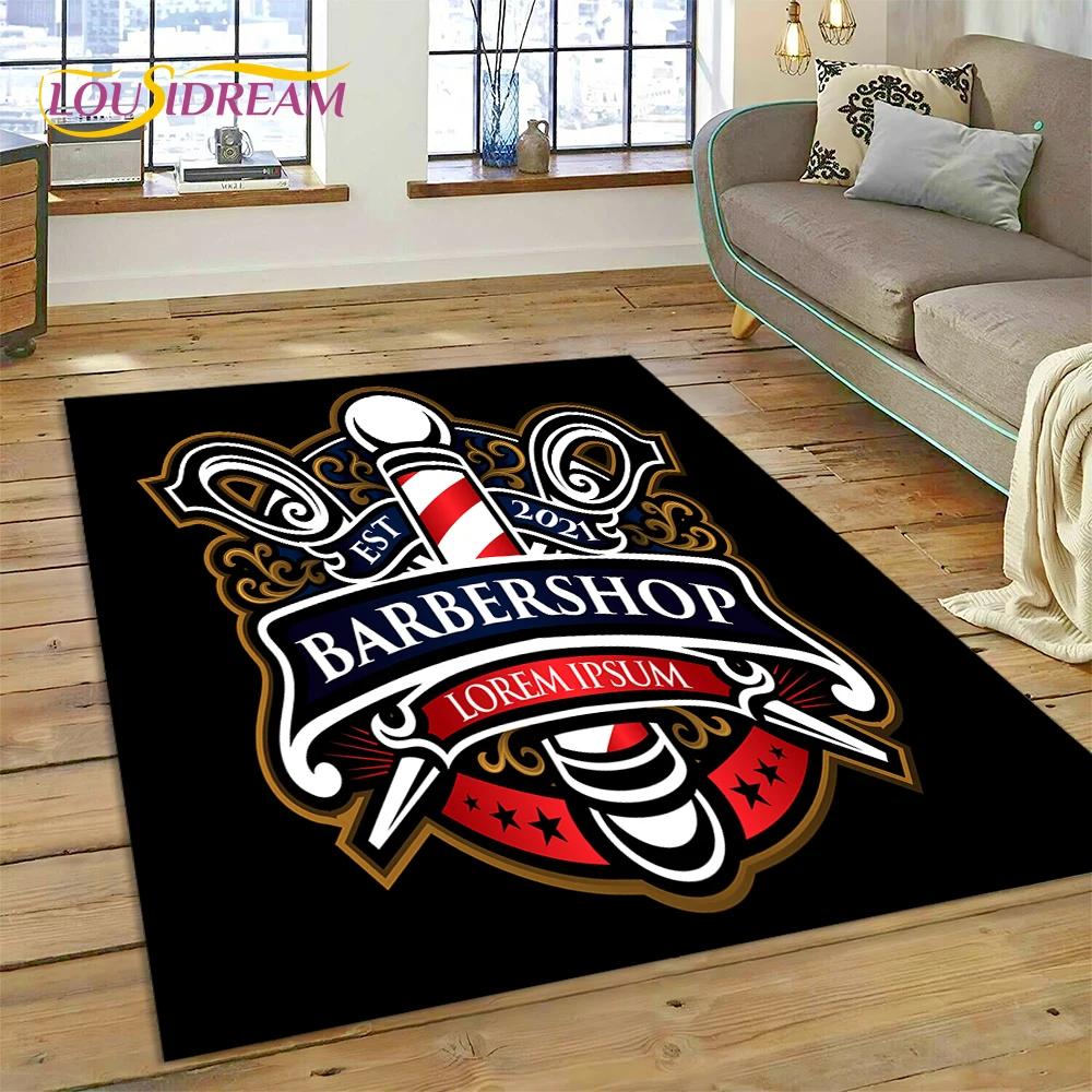 Módní logo holičství Lebka Vintage Koberec Kobereček pro Ložnici Obývací Pokoj Domácí Dekorace Pohovky, Dětská Hra Velká Dekorační Podložka na Podlahu