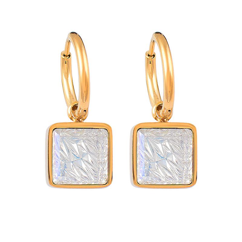 

Титан Титановая сталь Супер блестящие большие квадратные серьги-подвески с вермикулитом Нержавеющая сталь