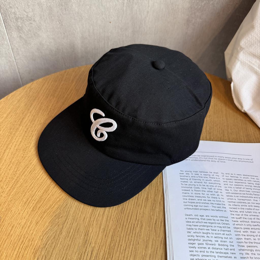 Embroidery Black Retro Cotton Cap Letter Design Breathable Material Streetwear