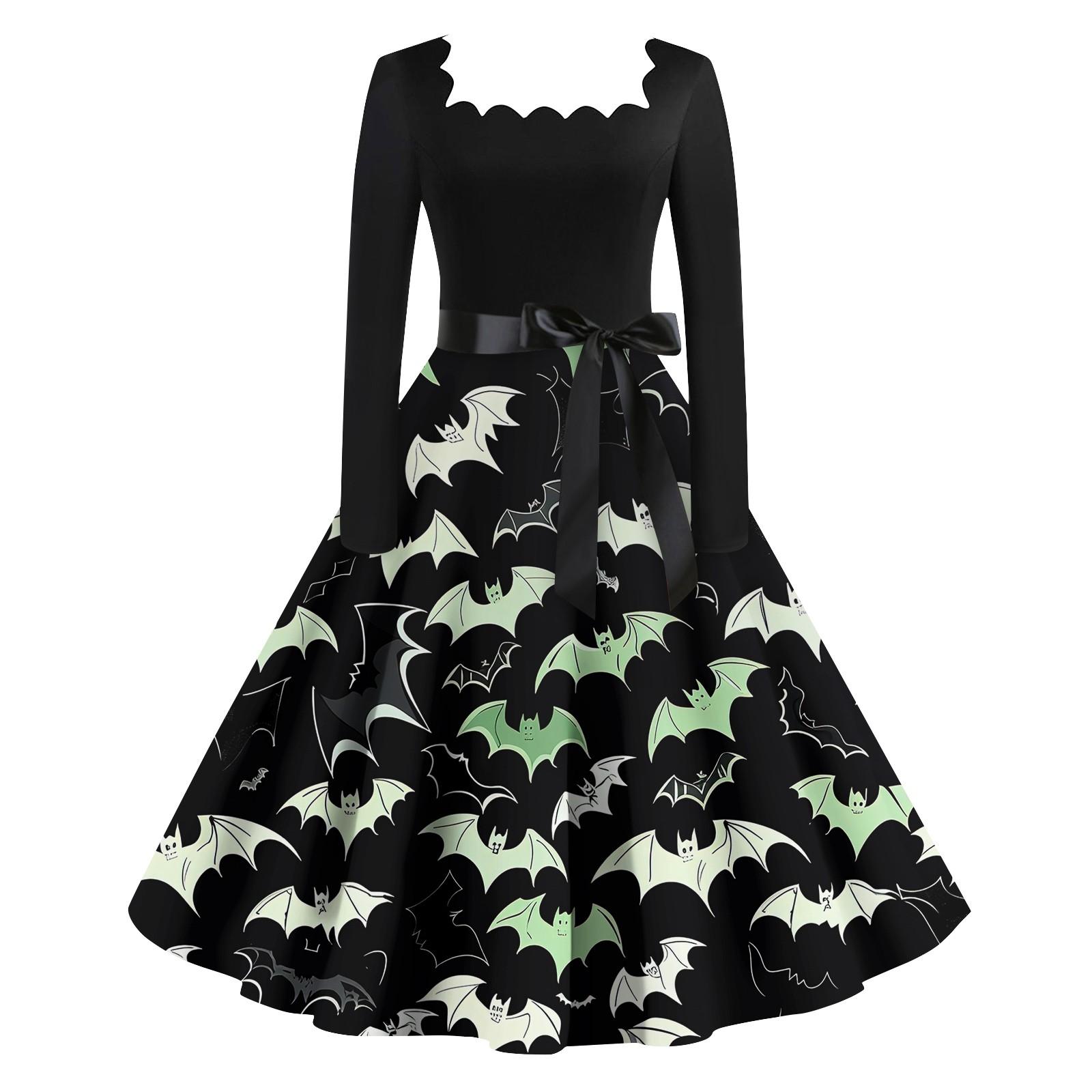 

Женское повседневное модное платье в стиле ретро с квадратным вырезом и длинными рукавами XL зелёный