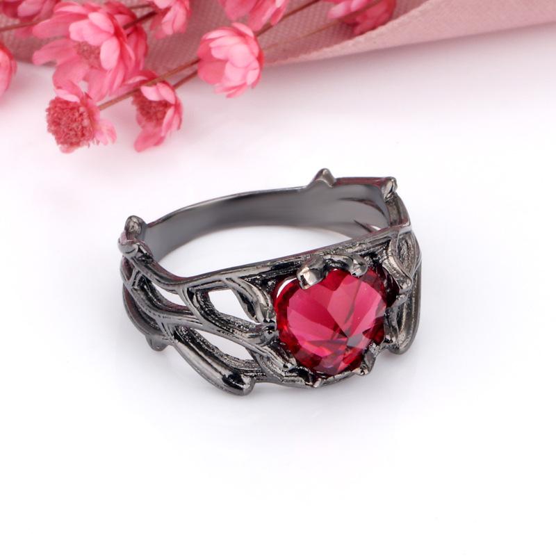 

Популярное кольцо желаний Винтажная мода Литье Рубиновая вставка Одинарное кольцо Женское кольцо Ювелирные изделия 9