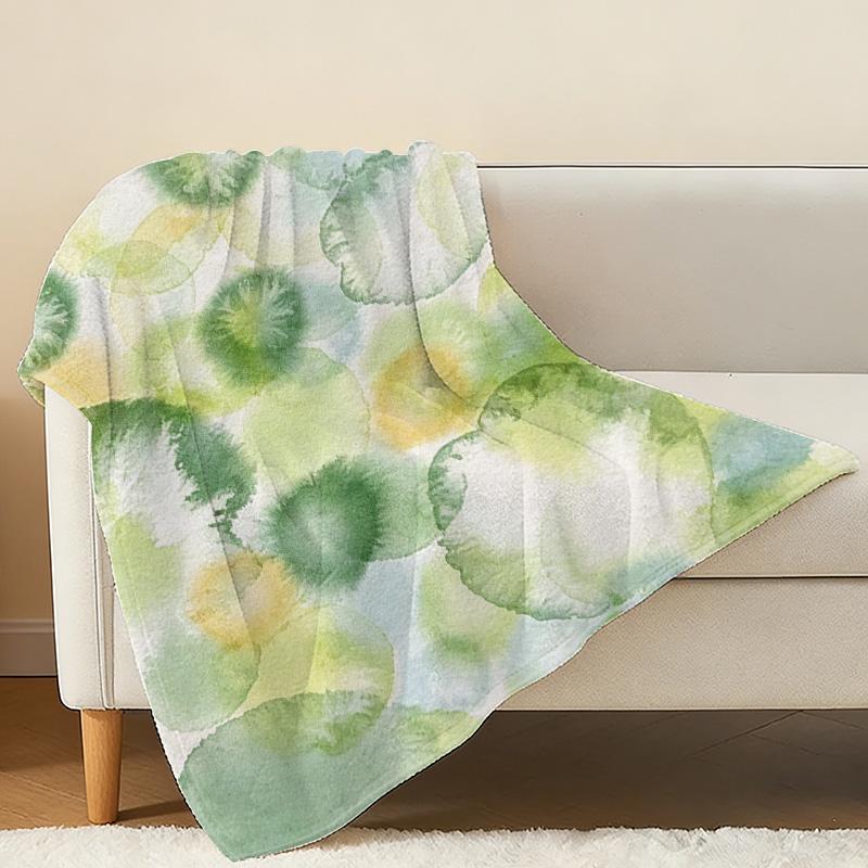 Abstract Watercolor Flannel Throw Blanket: No Shedding, Soft & Skin-Friendly, Warm for Home, Movie Nights, Halloween & Christmas Decor