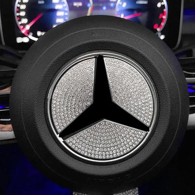 ONGOXD METAL CRYSTAL DIAMOND Steering Emblem & Air Vent Ring Decorative Cover for Mercedes