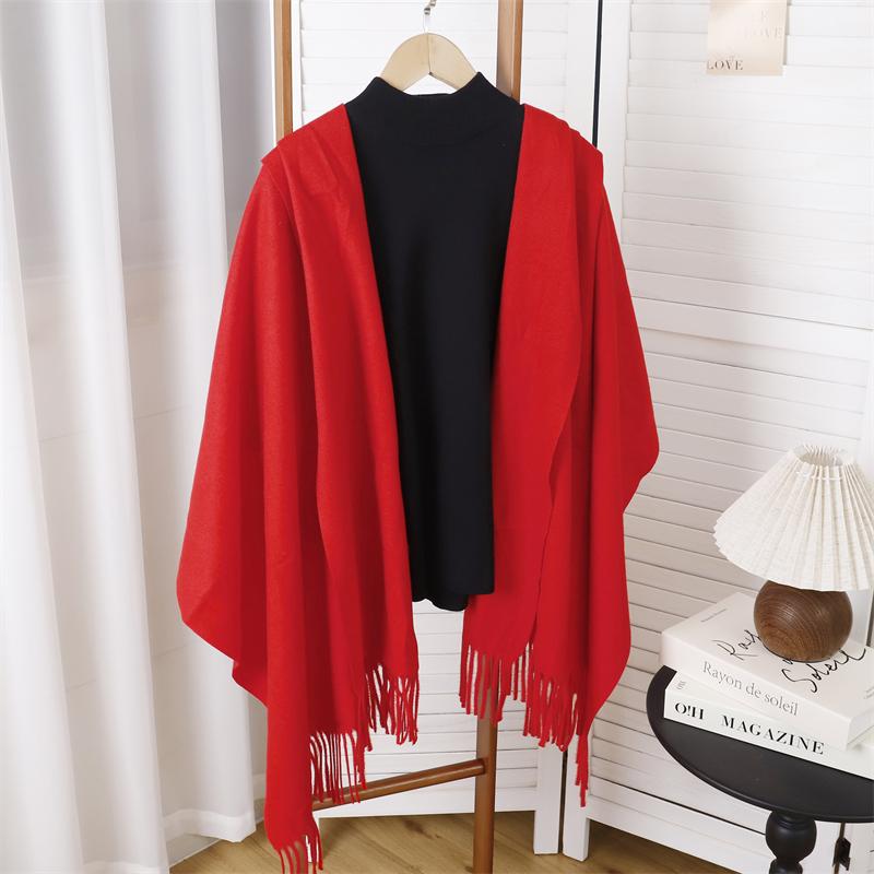 Winter Poncho Women Scarf Long Warm Cashmere Scarves Hijab Solid Lady Shawl Wrap Female Pashmina Bandana Head Scarfs NEW