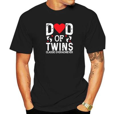 Funny Dad Of Twins Classic Overachiever Twins Dad T-Shirt Retro Male T Shirts Cotton Tops & Tees Tight