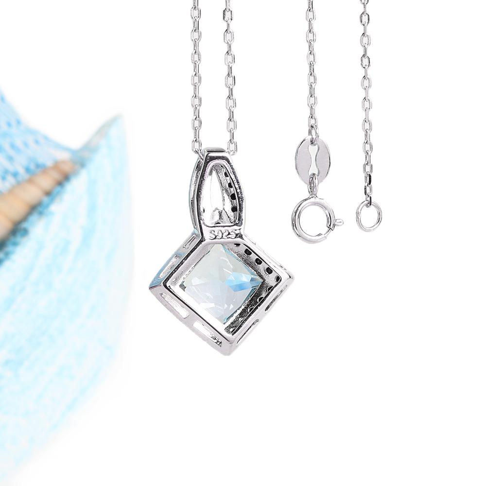 925 silver ring earrings pendant necklace natural sky blue Topaz real gemstone fine jewelry set for women's Daily and party wear