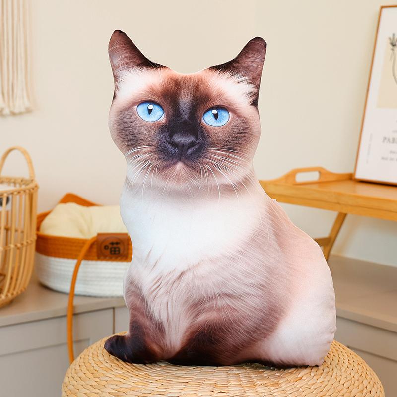 Realistic 3D Cat Plush Pillow Soft Cartoon Simulation Cat Stuffed Doll Kawaii Plush Animals Kitten Toy Sofa Cushion Sweet Gift