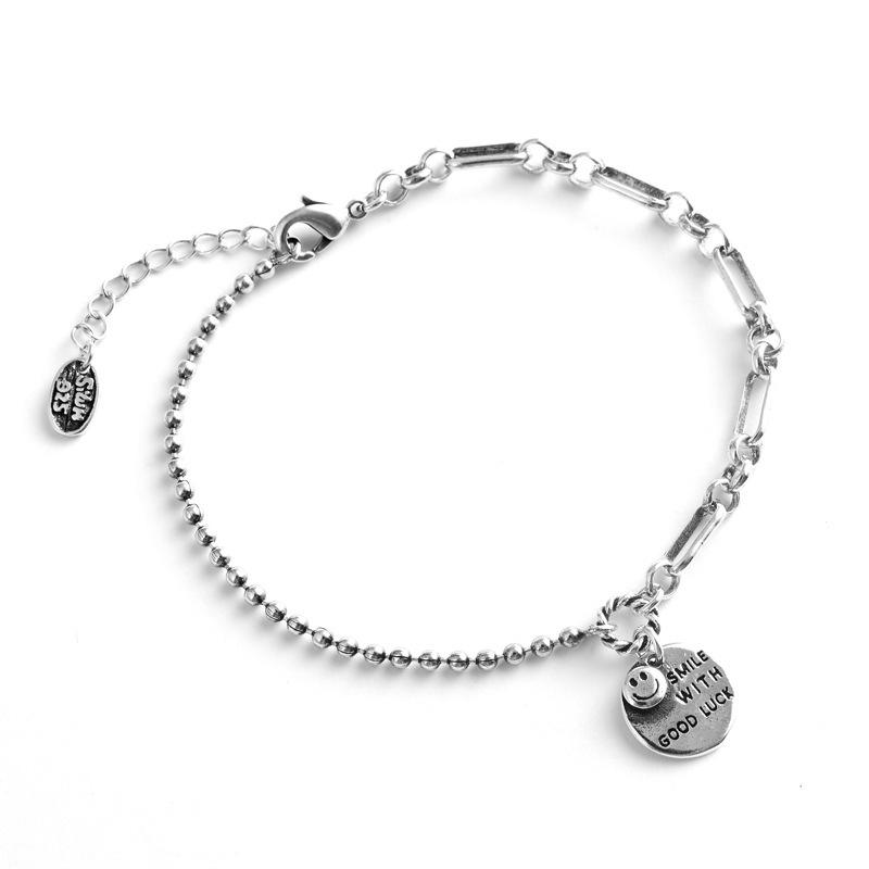 Personalized Retro Box Chain Bracelet - Elegant Silver, Versatile Japanese-Korean Inspired Couple's Jewelry for Women