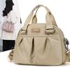 Ladies Shoulder Bag with Label Women's Bag Nylon Cloth Bag Shell Folds Middle Old Mom Handbag