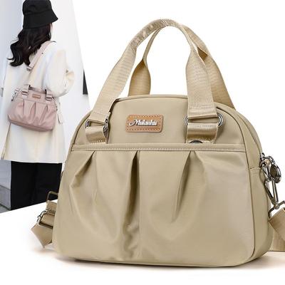 Damen Umhängetasche mit Etikett Damentasche Nylontasche Muschel Faltbar Mittelalt Mami Handtasche