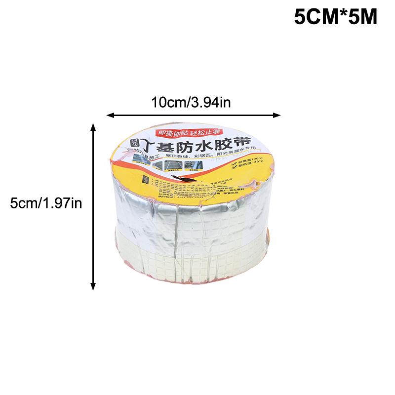 Roof Leakproof Aluminum Foil Butyl Rubber Waterproof Tape High Temperature Resistance Pipes Walls Roof Crack Duct Repair Tapes