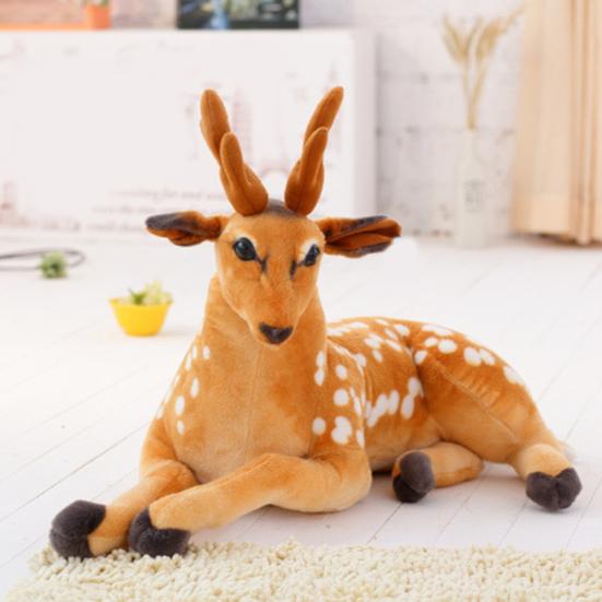 Plush Deer Toy Soft PP Cotton Filling Simulation Animal Doll Christmas Elk Decoration for Home Office Kids Room